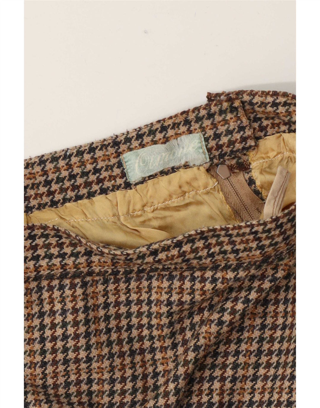 Vintage γυναικεία φούστα σε γραμμή Α W26 Small Brown Houndstooth