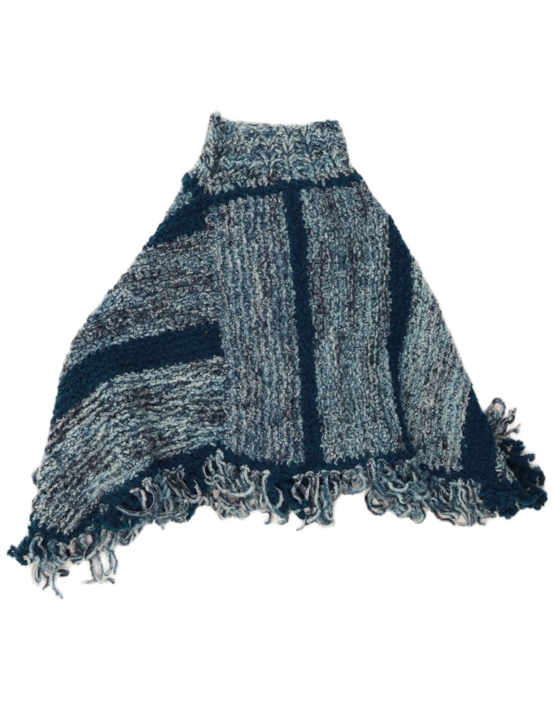 VINTAGE Γυναικείο Poncho Jumper One Size Μπλε ριγέ