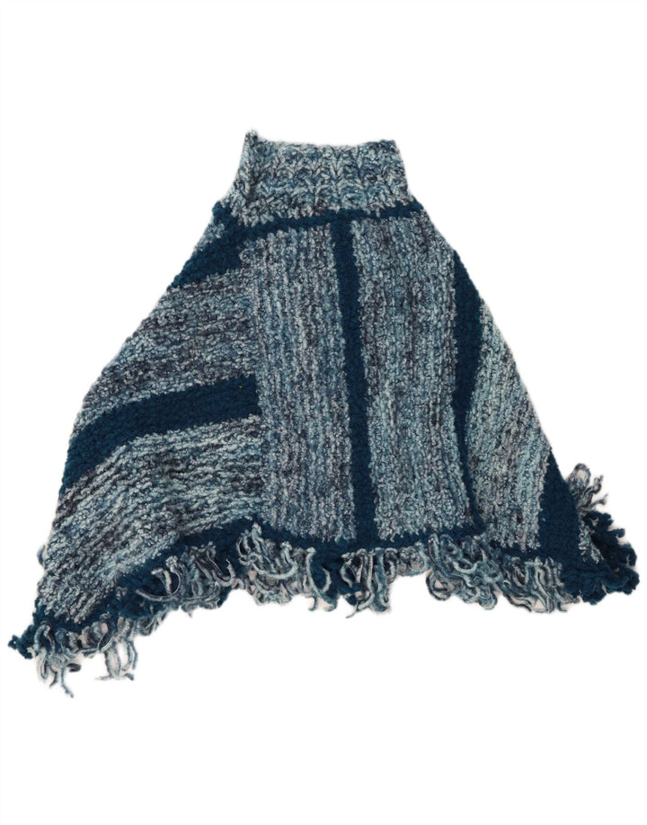 VINTAGE Γυναικείο Poncho Jumper One Size Μπλε ριγέ