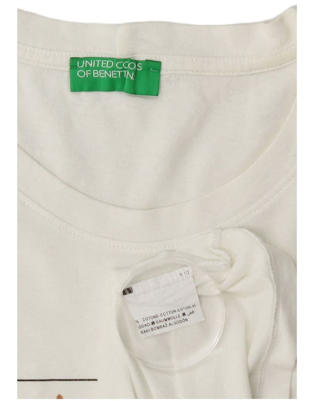 Ανδρικό γραφικό μπλουζάκι BENETTON Τοπ, μεσαίο λευκό χρώμα, βαμβακερό