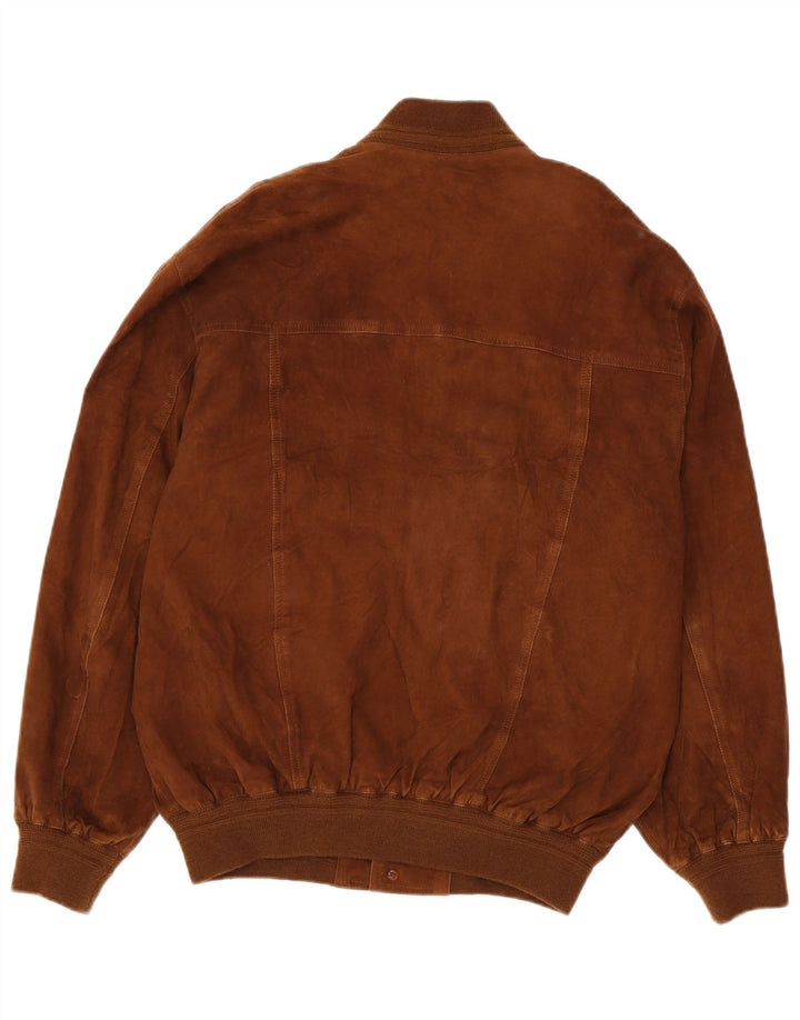 Vintage Ανδρικό Suede Bomber Jacket IT 54 XL Καφέ Βαμβακερό