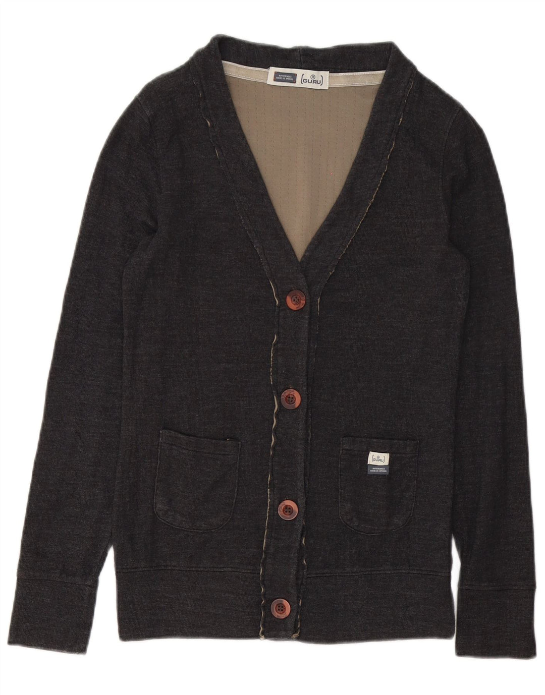 Ανδρικό πουλόβερ Guru Cardigan Μικρό Γκρι Βαμβακερό