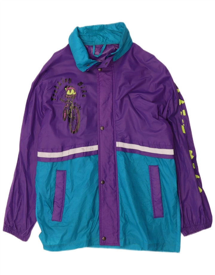 Brugi Ανδρικό γραφικό μπουφάν βροχής UK 38 Medium Purple Colorblock Nylon