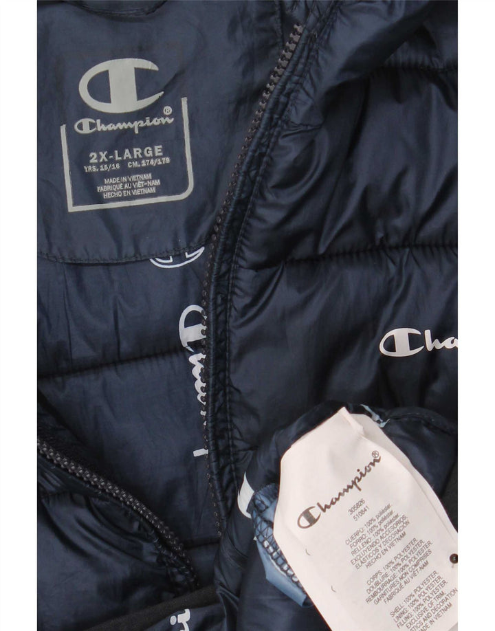 Champion Boys Hooded Jacket 15-16 Years 2XL Navy Blue Polyester