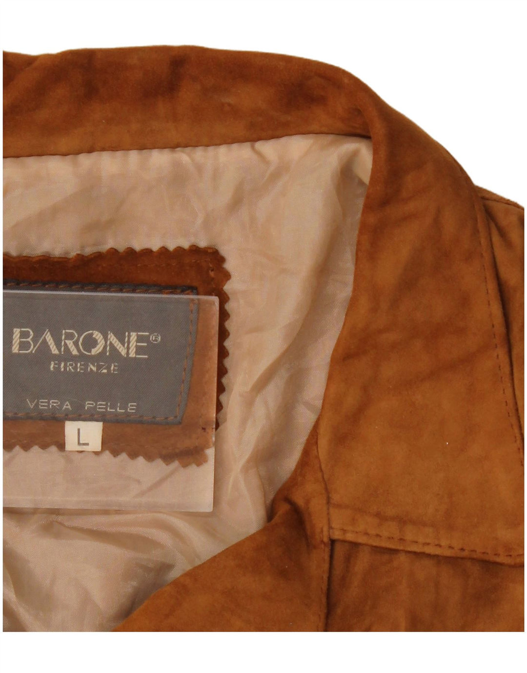 Barone Womens Crop Suede Jacket UK 16 Large Brown Δερμάτινο