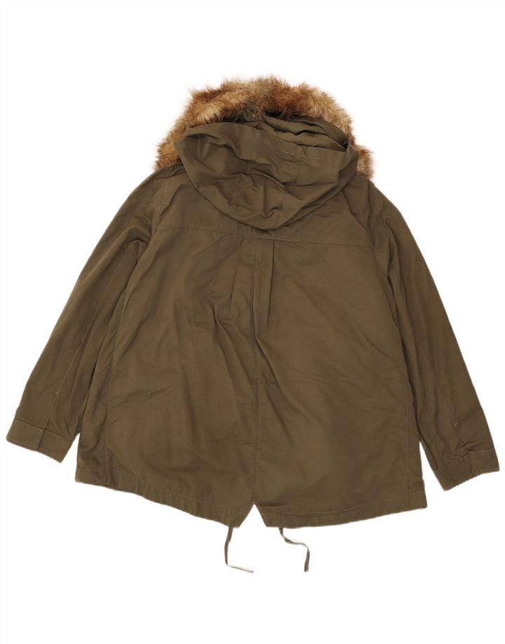 MARKS & SPENCER Γυναικείο μπουφάν Parka με κουκούλα μεγάλου μεγέθους UK 14 Large Khaki