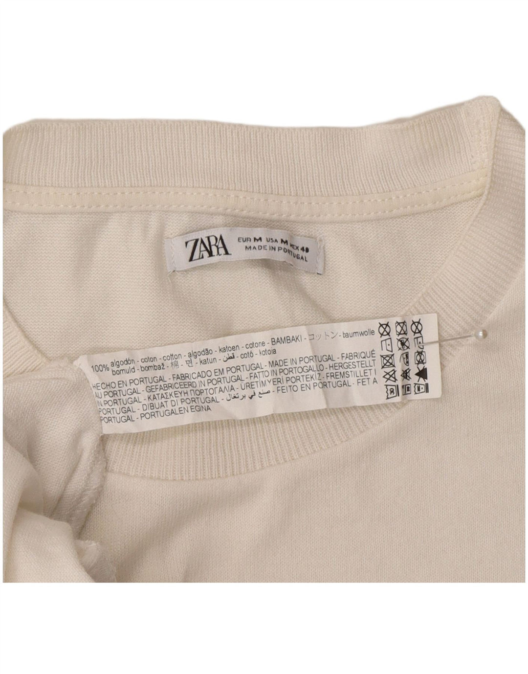 Ανδρικό T-Shirt Zara Τοπ μεσαίο λευκό βαμβακερό