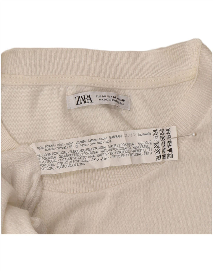 Ανδρικό T-Shirt Zara Τοπ μεσαίο λευκό βαμβακερό