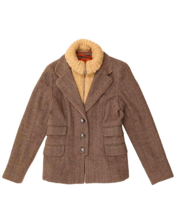 Superdry γυναικείο μπουφάν blazer UK 14 μεγάλο γκρι μαλλί ψαροκόκαλο