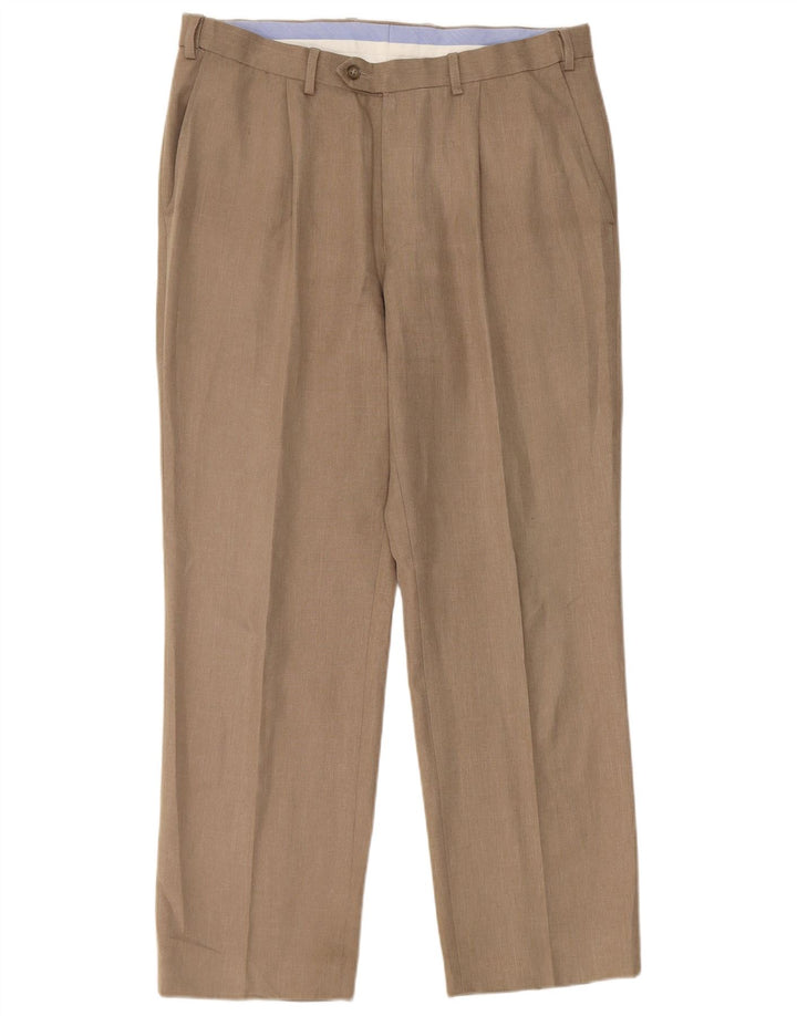 Marks & Spencer Ανδρικό παντελόνι Chino με κανονική εφαρμογή W34 L29 Μπεζ πολυεστέρας