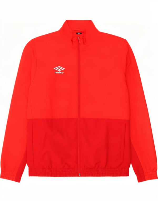 Umbro Mens Tracksuit Top Jacket Medium Red Colourblock Polyester