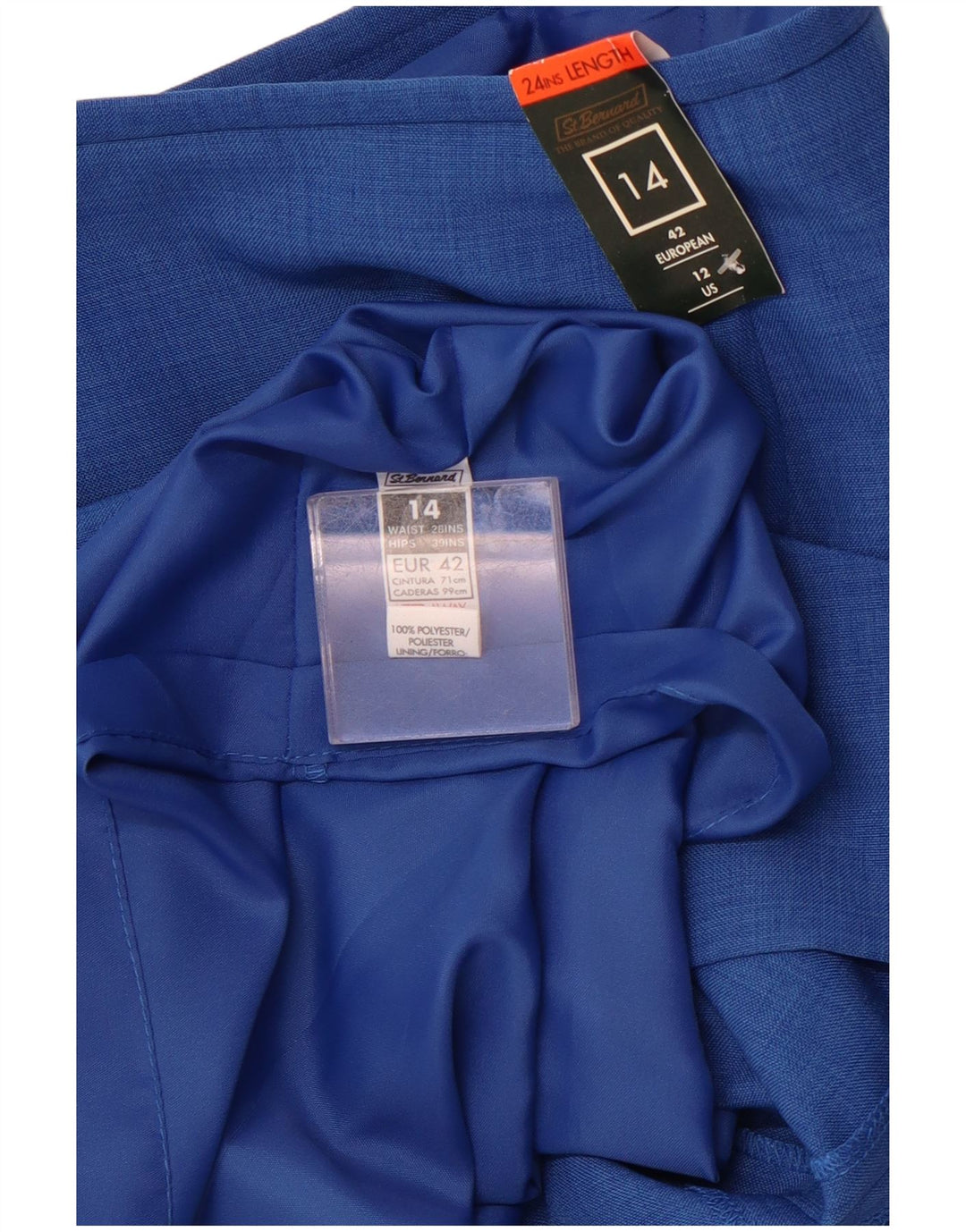 ST. BERNARD Γυναικεία Ψηλόμεση Pencil Φούστα UK 14 Μεγάλη W28 Μπλε Πολυεστέρας