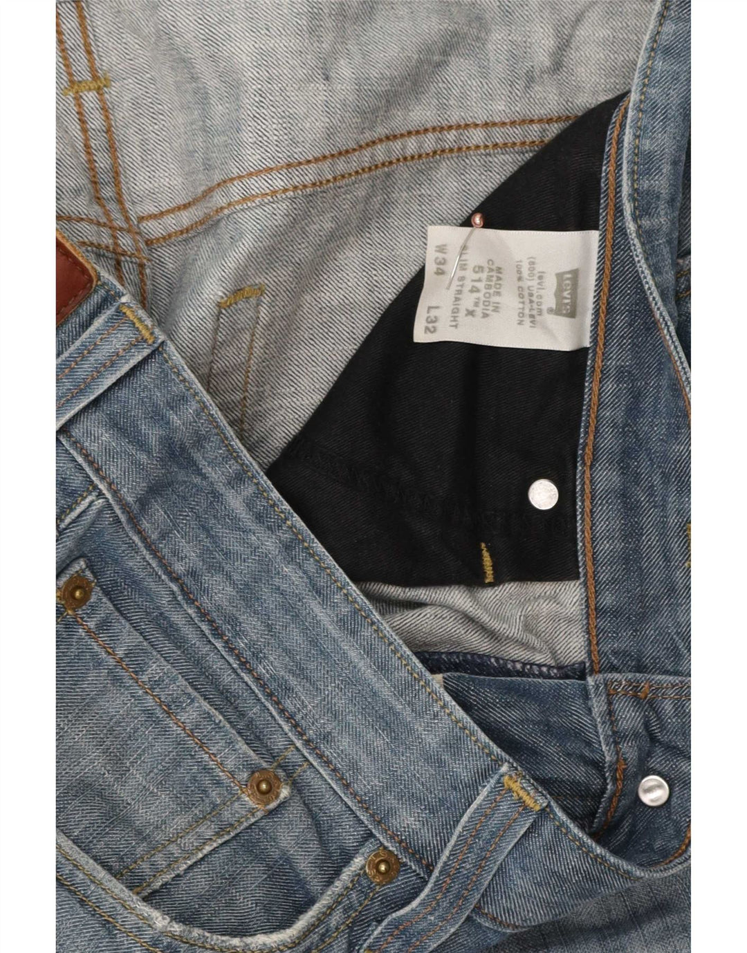 Levi's Mens 514 Slim Straight Jeans W34 L32 Μπλε βαμβακερό