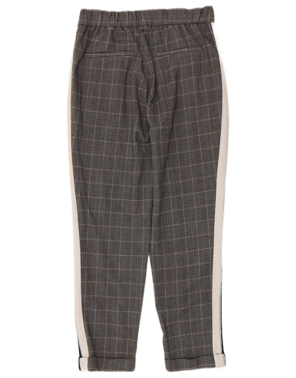 Zara Γυναικείο Slim Casual Παντελόνι Small W26 L24 Grey Check Polyester