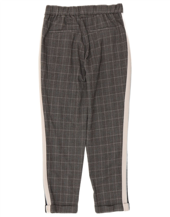 Zara Γυναικείο Slim Casual Παντελόνι Small W26 L24 Grey Check Polyester