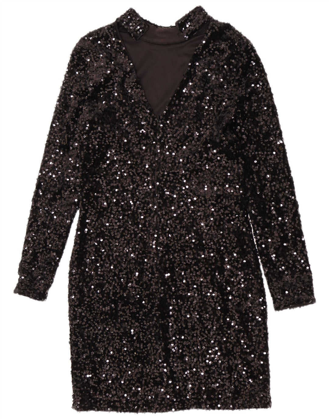 Warehouse Γυναικείο φόρεμα με παγιέτες UK 12 Medium Black Polyester