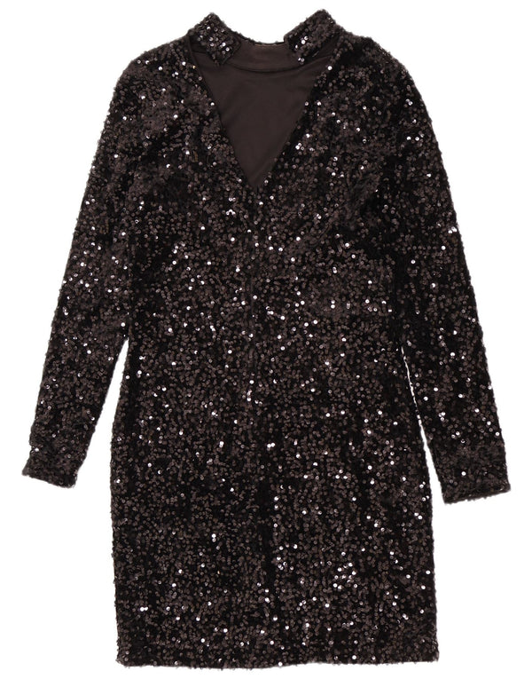 Warehouse Γυναικείο φόρεμα με παγιέτες UK 12 Medium Black Polyester