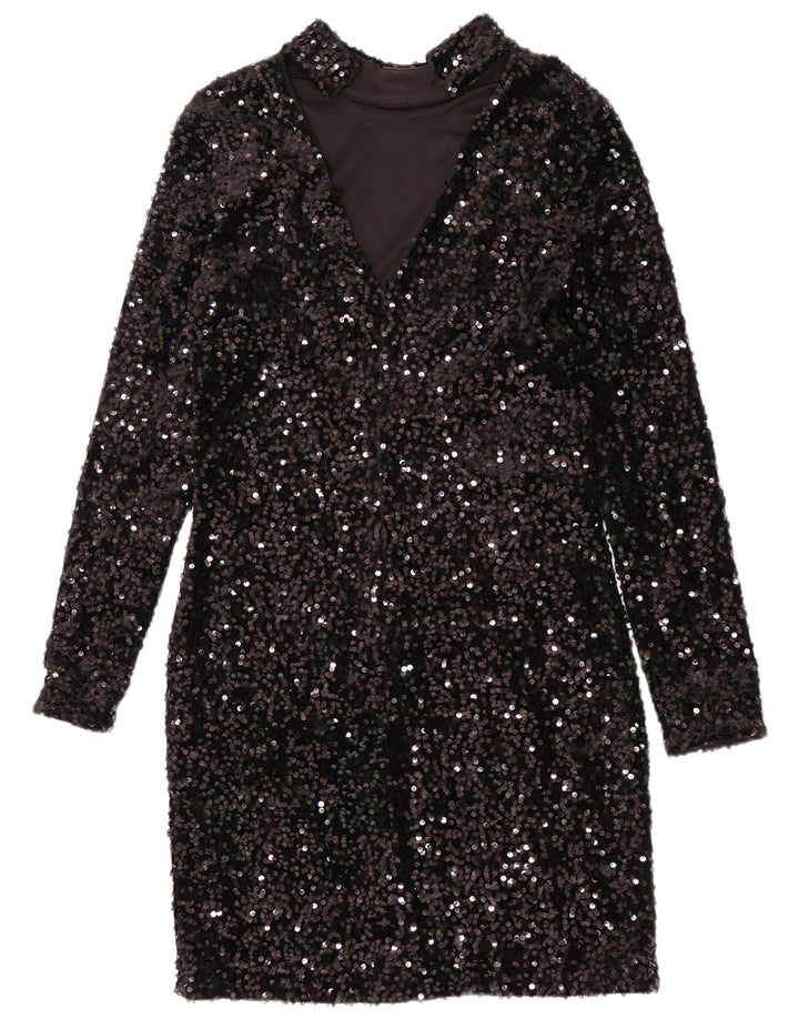 Warehouse Γυναικείο φόρεμα με παγιέτες UK 12 Medium Black Polyester