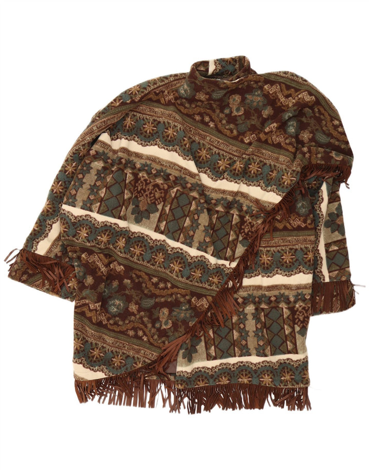 Castellani Γυναικείο Ανοιχτό Παλτό Poncho UK 22 3XL Καφέ Γεωμετρικό