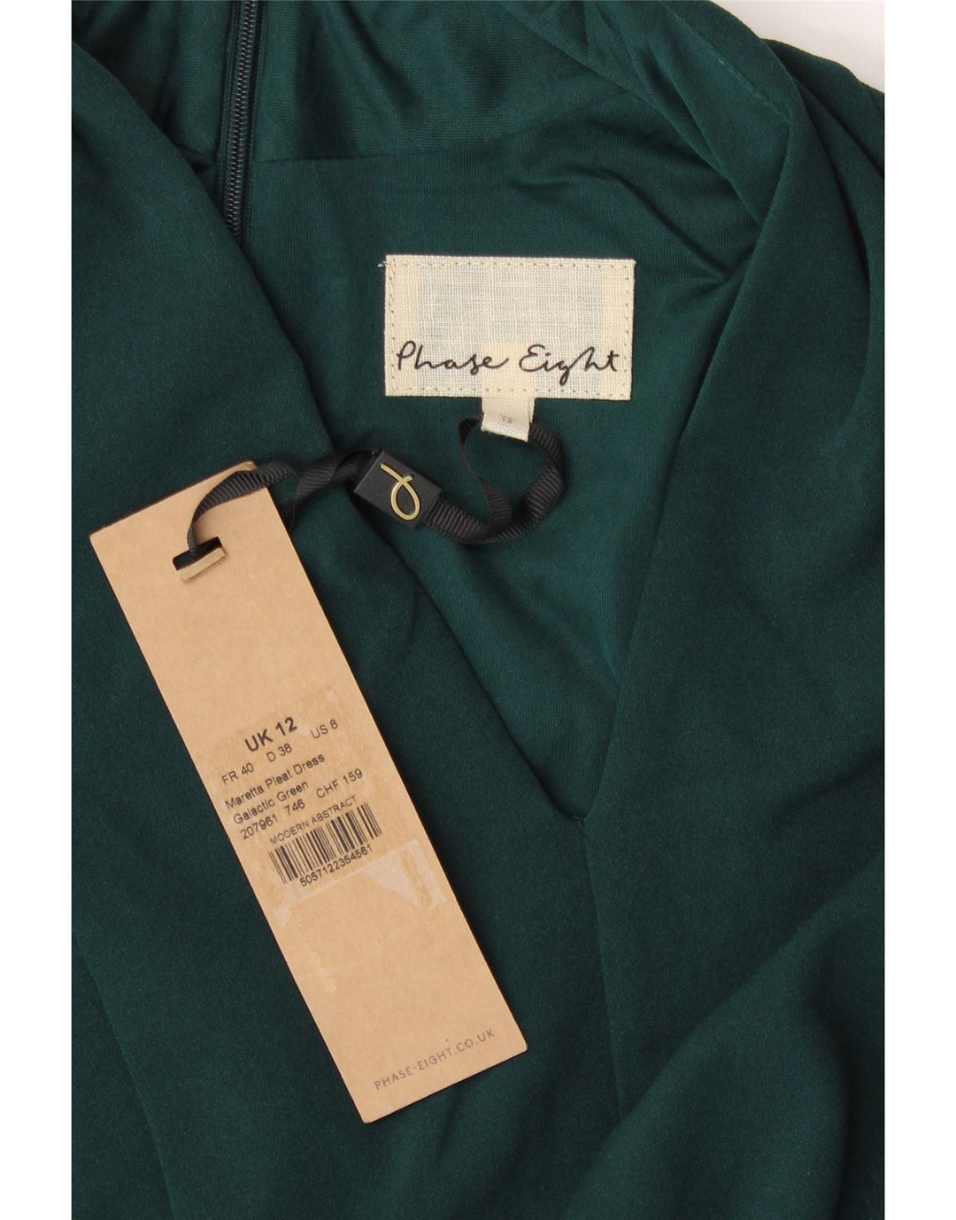 Phase Eight Γυναικείο φόρεμα 3/4 με μανίκια A-Line UK 12 Μεσαίο πράσινο πολυεστέρα