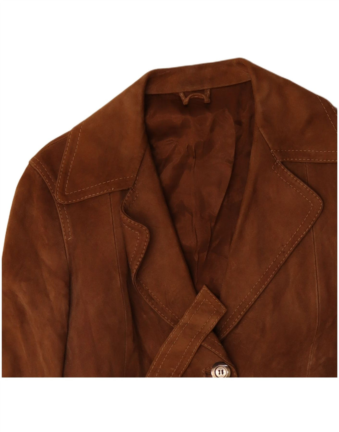VINTAGE Γυναικείο Suede Jacket UK 14 Medium Brown