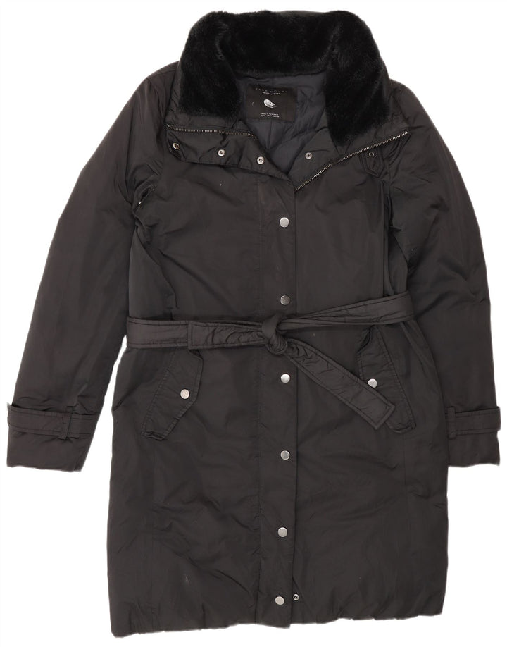 Zara Γυναικείο παλτό UK 14 Medium Black Colourblock Polyester