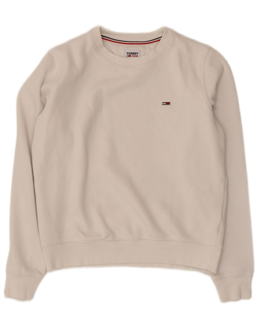 TOMMY HILFIGER Γυναικείο φούτερ μεγάλου μεγέθους Jumper UK 6 XS Λευκό βαμβακερό