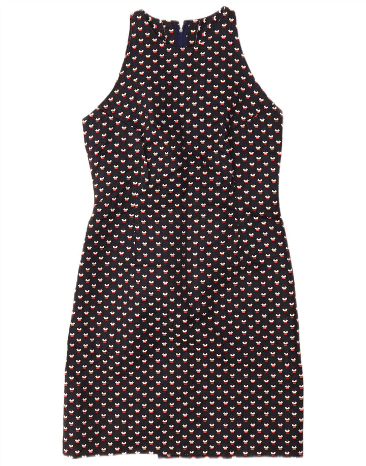 VINTAGE Γυναικείο σετ 2 τεμαχίων με 3 κουμπιά UK 12 μεσαίου μήκους ναυτικό μπλε στίγματα