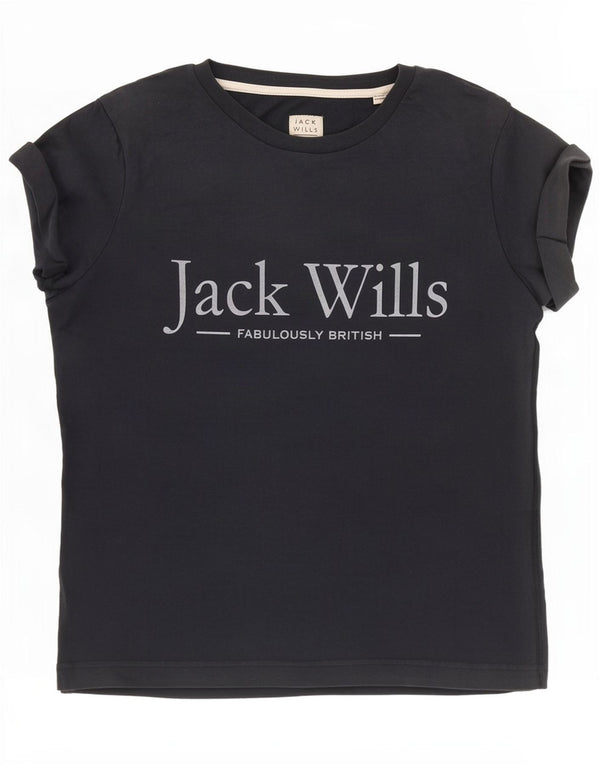 Jack Wills Γυναικείο T-Shirt με γραφικό τοπ UK 6 XS Navy Blue Cotton