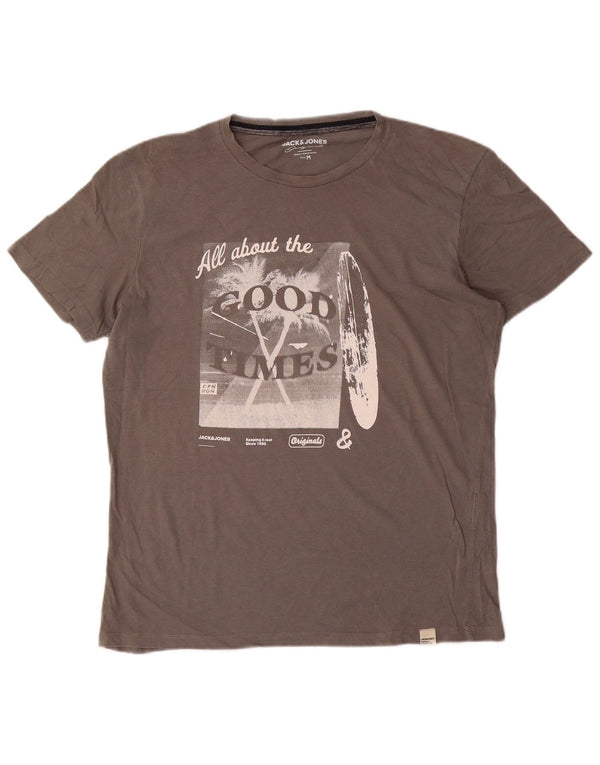 Ανδρικό γραφικό μπλουζάκι Jack & Jones Top Medium Grey
