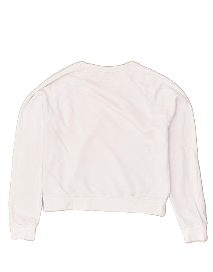 PUMA Womens Oversized Graphic Sweatshirt Jumper UK 14 Medium White Cotton | Vintage Puma | Thrift | Second-Hand Puma | Used Clothing | Messina Hembry 