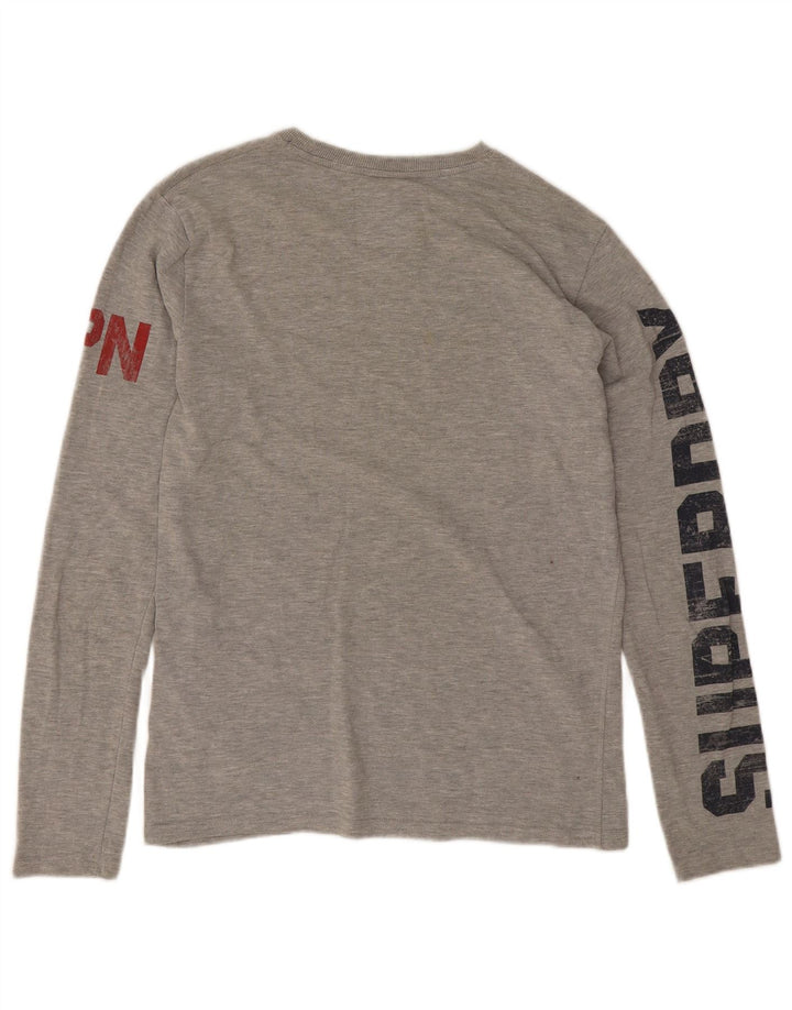 Ανδρικό γραφικό μπλουζάκι Superdry, μακρυμάνικο, μεσαίο γκρι βαμβακερό