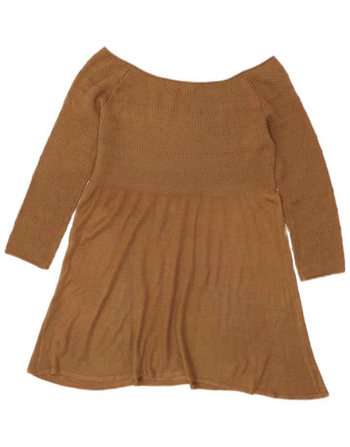Zara Womens Off Shoulder Top UK 12 Medium Brown