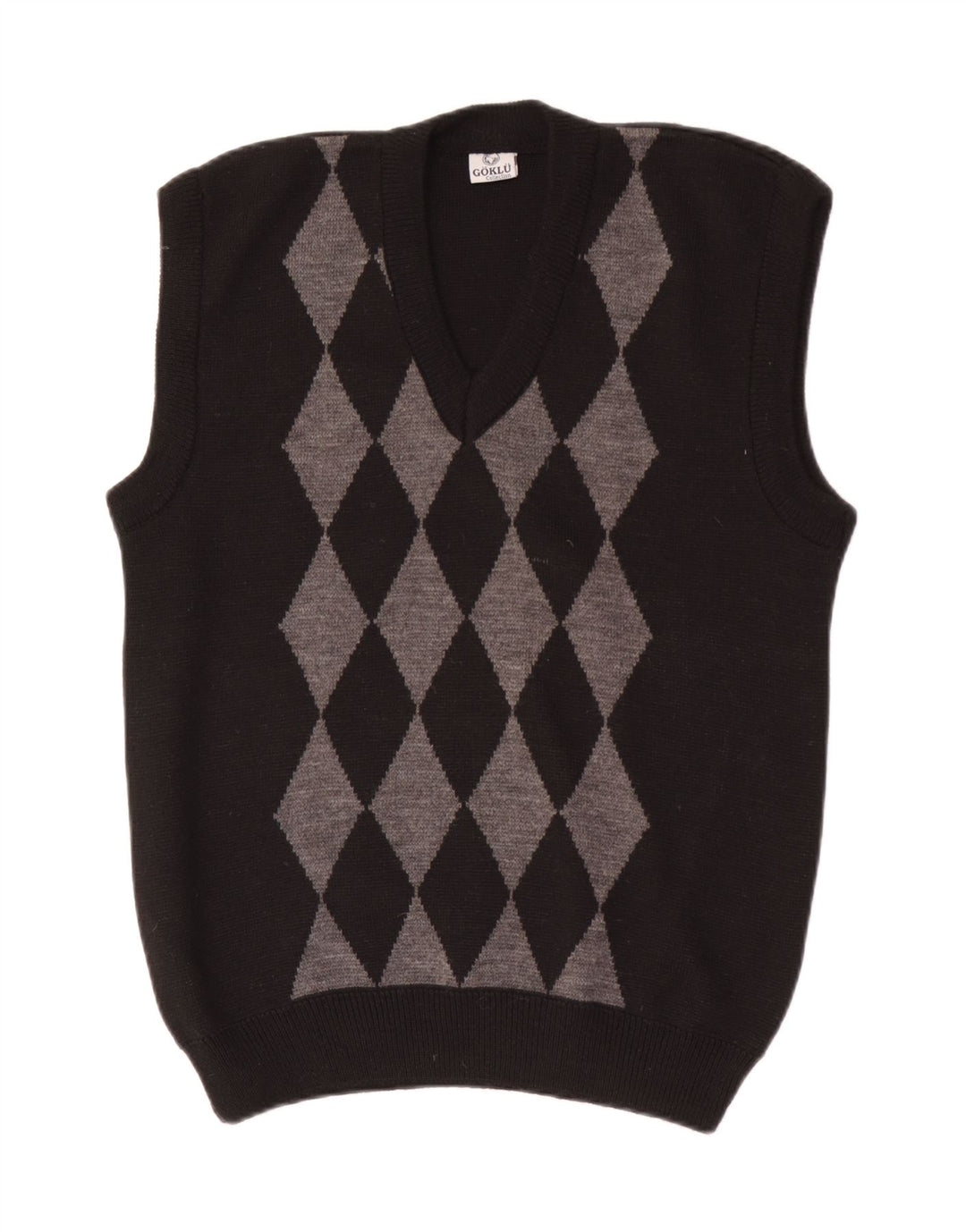 Vintage ανδρικό γιλέκο Tank Top Small Black Argyle/Diamond