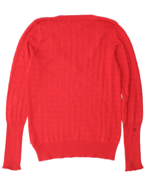 Polo Ralph Lauren γυναικείο πουλόβερ με λαιμόκοψη με V λαιμόκοψη UK 14 μεγάλο βαμβακερό μπορντό