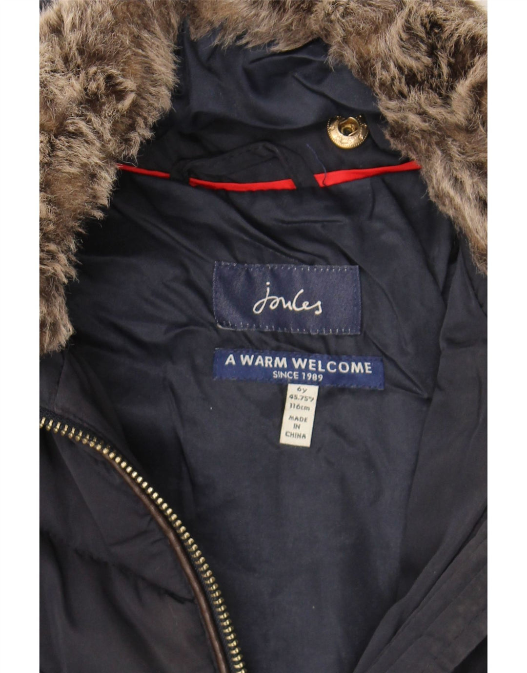 JOULES Girls Padded Jacket 5-6 Years Navy Blue Polyester Vintage Joules and Second-Hand Joules from Messina Hembry 