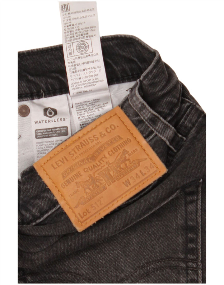 Levi's Mens 512 Distressed Slim Tapered Jeans W34 L34 Γκρι βαμβακερό