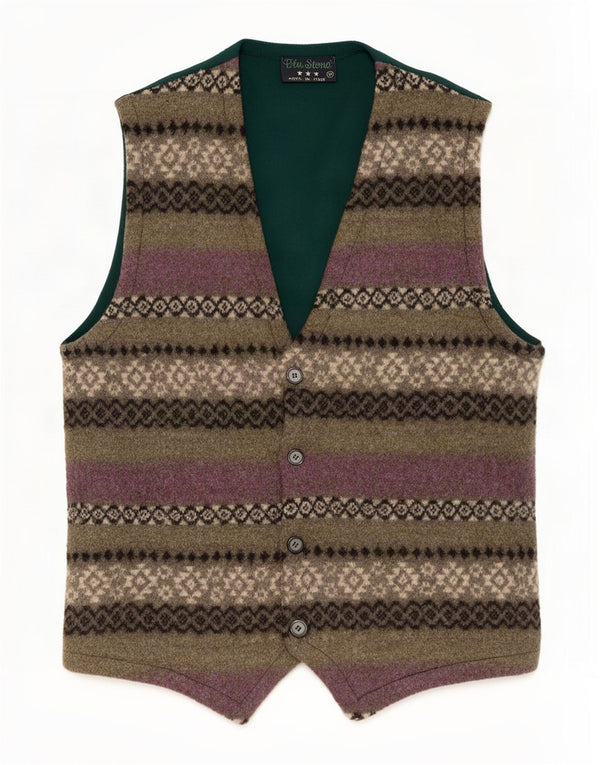 Vintage ανδρικό γιλέκο Medium Green Fair Isle