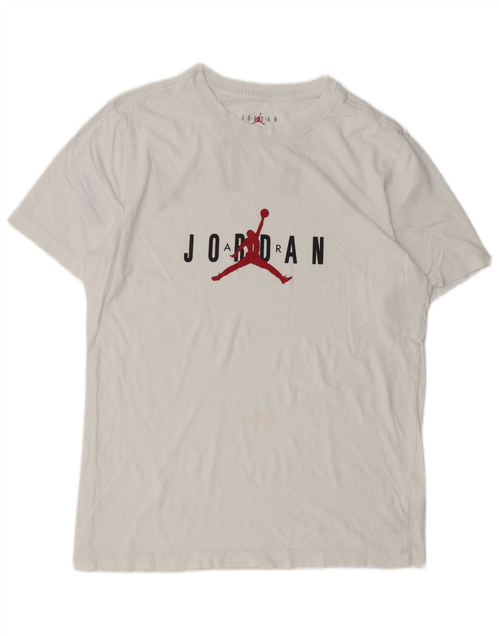 JORDAN Ανδρικό γραφικό T-Shirt Top Μεσαίο λευκό βαμβακερό