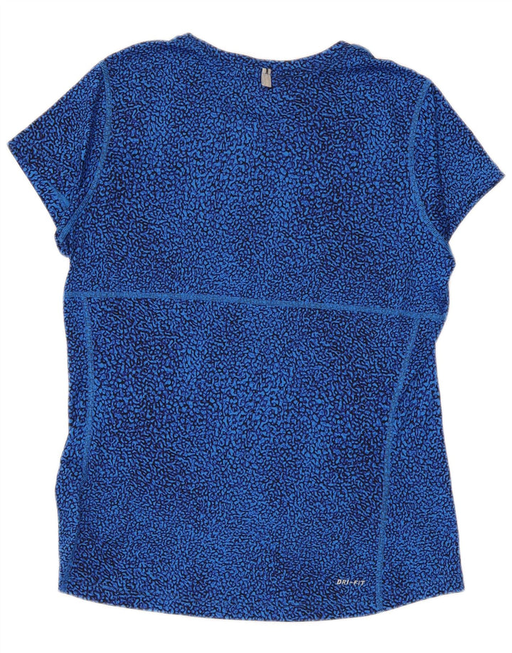 Γυναικείο T-Shirt Nike Top UK 12 Medium Blue Geometric Polyester
