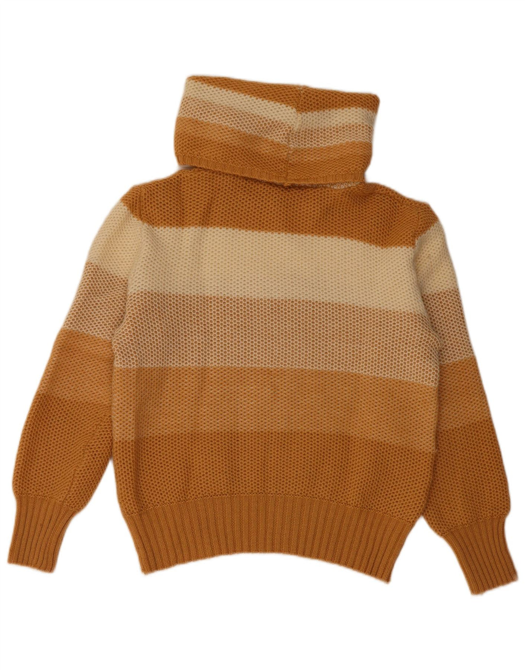 VINTAGE Γυναικείο πουλόβερ με ρολό λαιμόκοψη IT 44 Μεσαίο μπεζ ριγέ