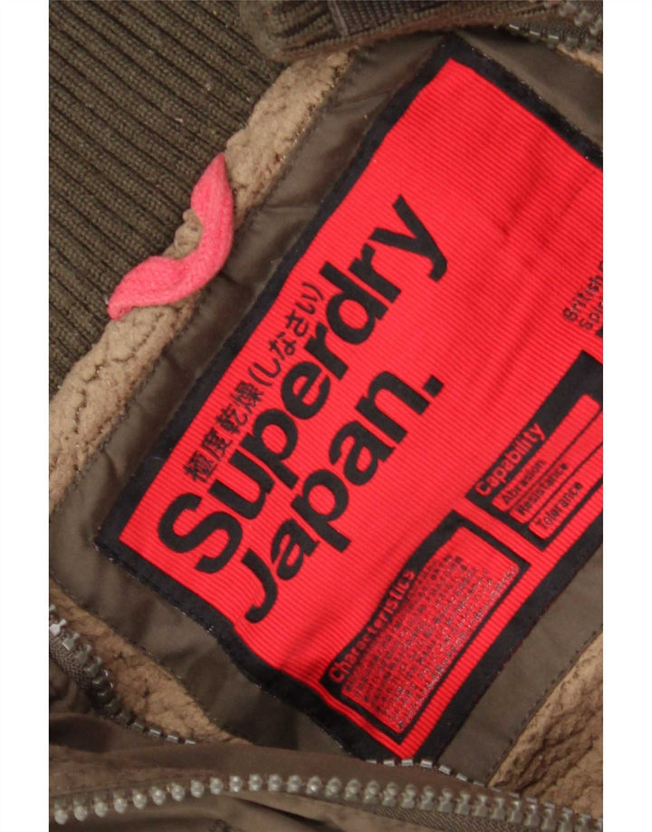 Superdry γυναικείο μπουφάν με κουκούλα αντιανεμικό UK 16 μεγάλο χακί πολυεστέρας