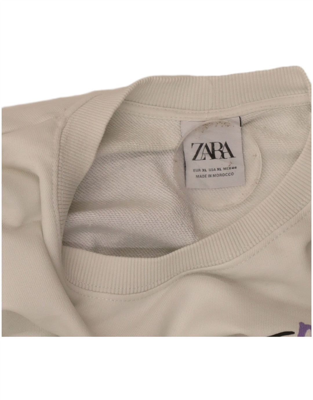 ZARA Womens Graphic Sweatshirt Jumper UK 18 XL White