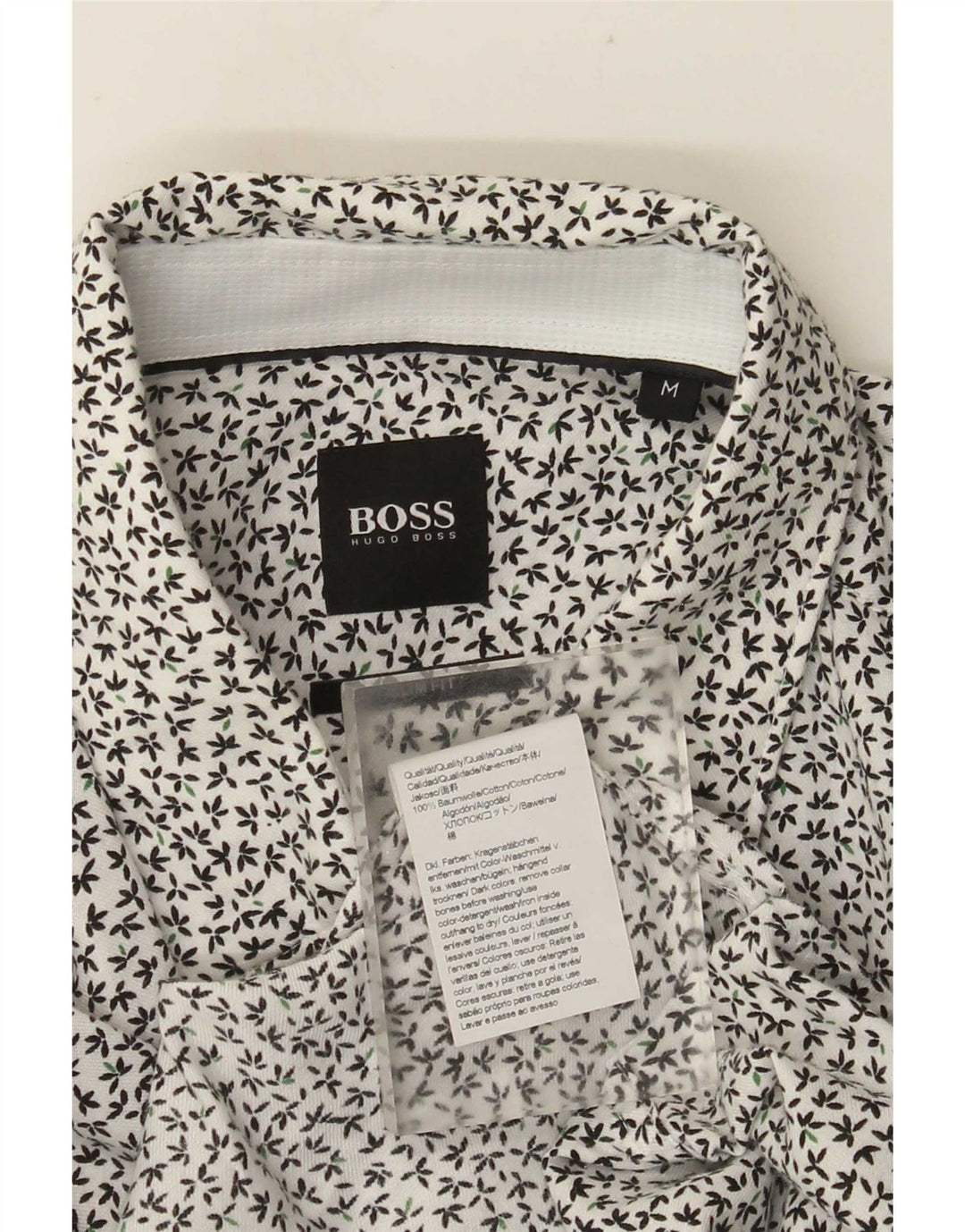 Ανδρικό πουκάμισο Hugo Boss Slim Fit, μεσαίο λευκό φλοράλ βαμβακερό