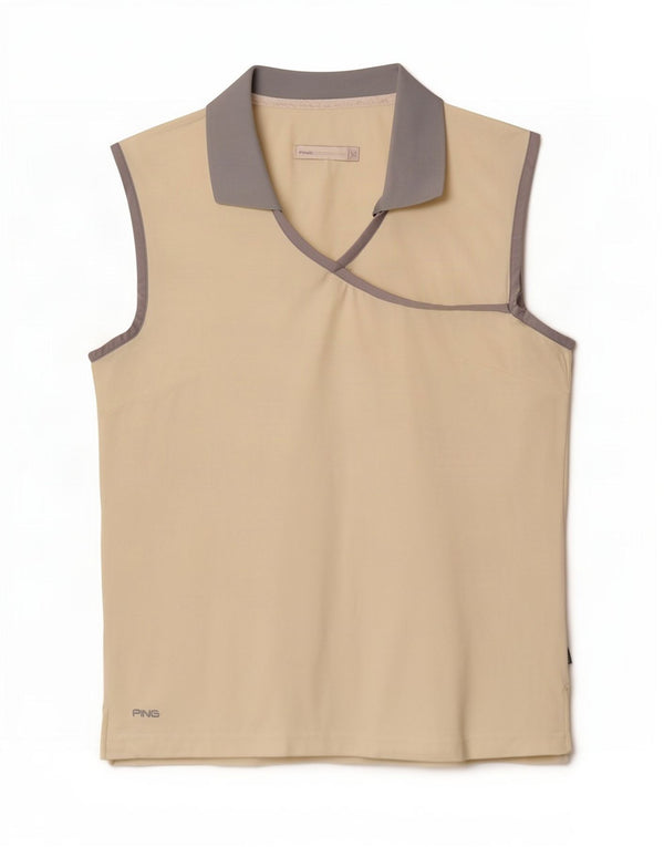 Γυναικείο αμάνικο μπλουζάκι πόλο Ping UK 14 Large Off White Colorblock Nylon