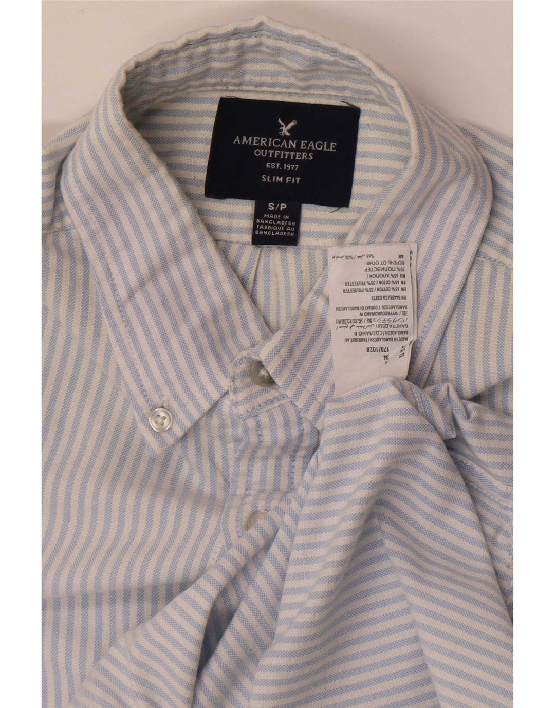 Ανδρικό πουκάμισο American Eagle Slim Fit Μικρό μπλε ριγέ βαμβακερό