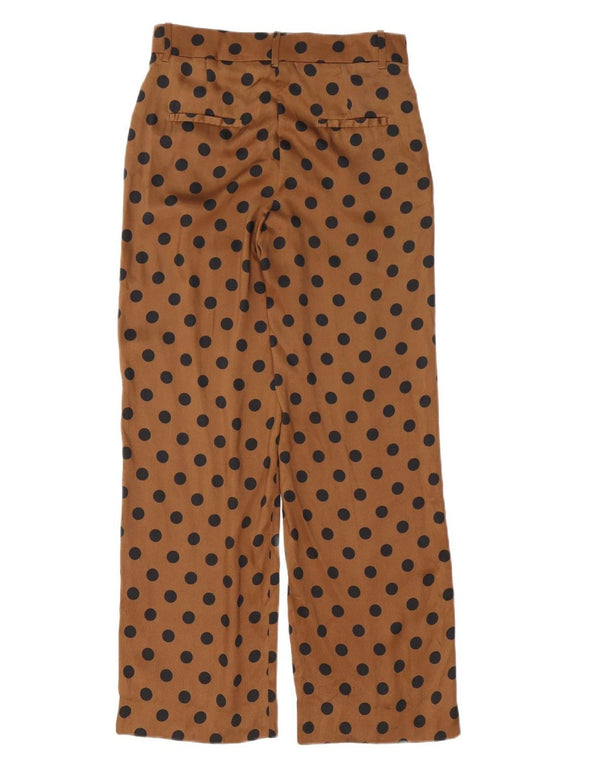 ZARA Γυναικείο φαρδύ παντελόνι XS W24 L30 καφέ πουά πολυεστέρας