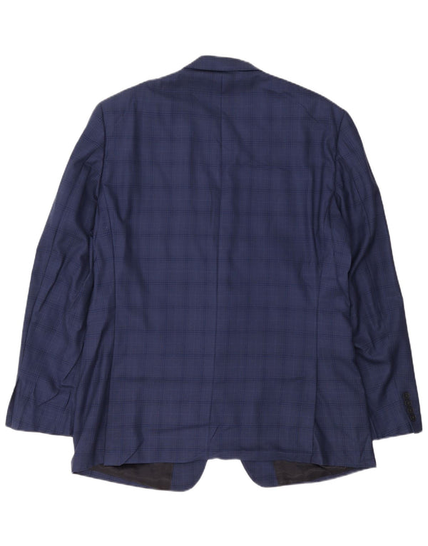 Calvin Klein Jeans Mens 2 Button Blazer Jacket UK 44 2XL Blue Check Wool