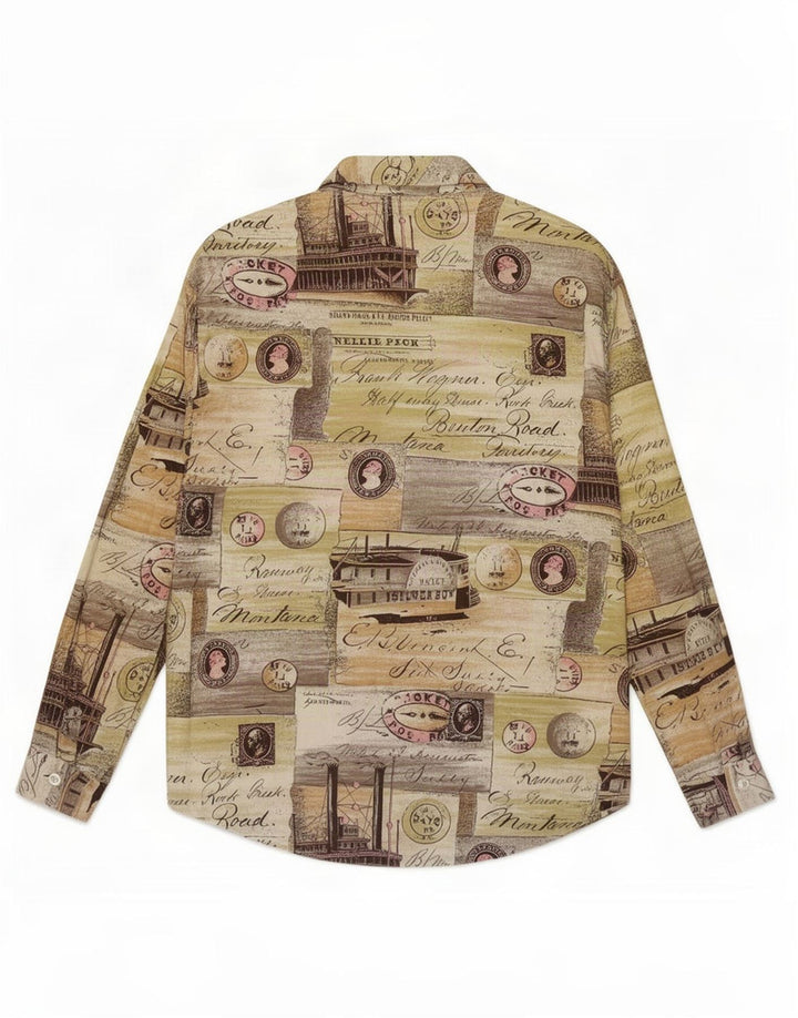Vintage γυναικείο πουκάμισο με αφηρημένο σχέδιο UK 14 Medium πολύχρωμο