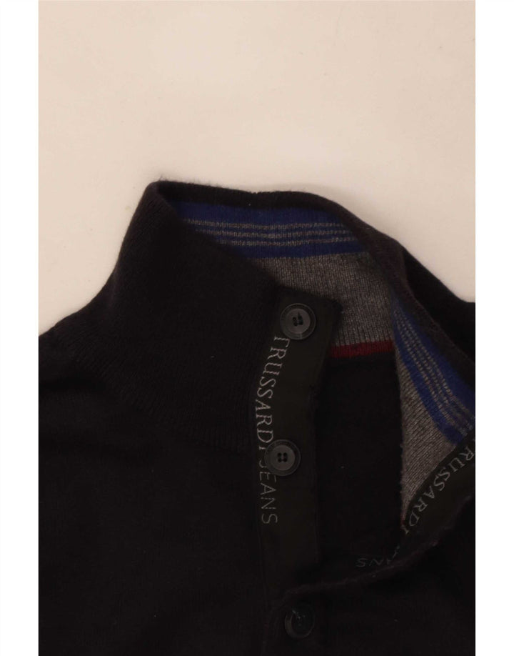 Πουλόβερ Trussardi Jeans Ανδρικό πουλόβερ με κουμπιά με λαιμό μεσαίο μπλε ναυτικό